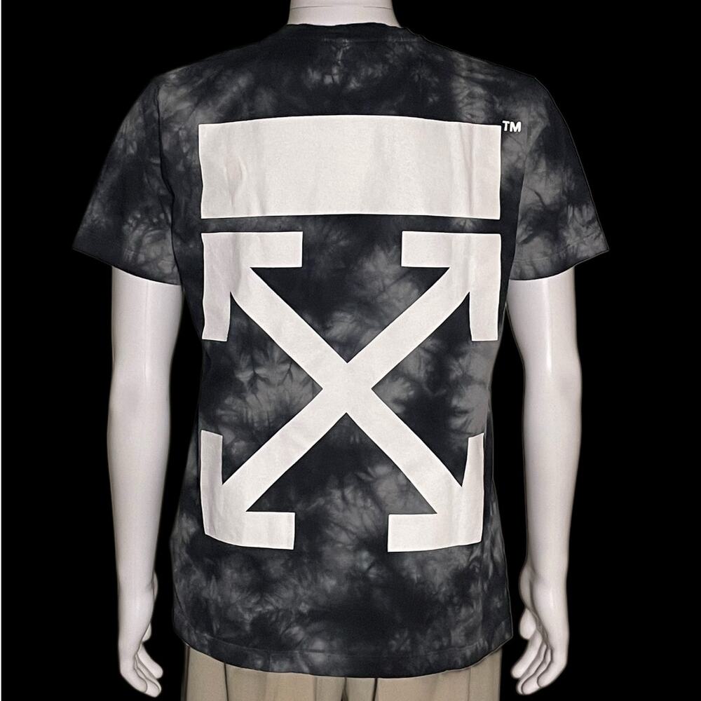 Off-White Seasonal FW22 Gray Tie Dye Arrow Slim Shirt Medium Made in Italy